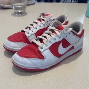 Nike Dunk Low Red and White Low-Top Sneakers Mens 7.5 / WMNS 9